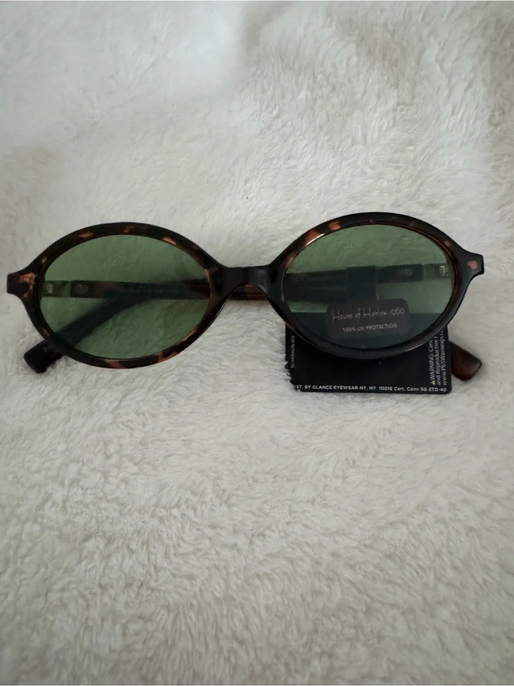 NWT House of Harlow 1960 Tortoiseshell Frame Sunglasses with Green Lenses